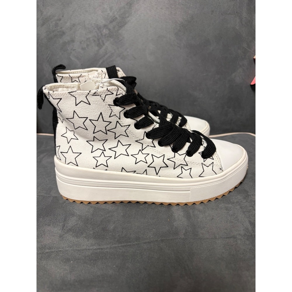 Art Class Kids White Black Star Print High Top Platform Sneakers Size 3 NEW
